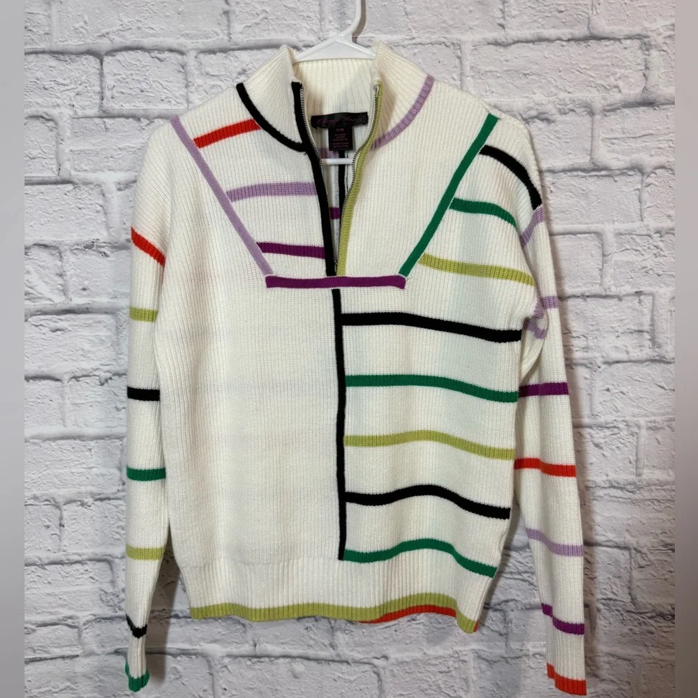 Elena Wang Colorful Striped Women's Sweater, Medium